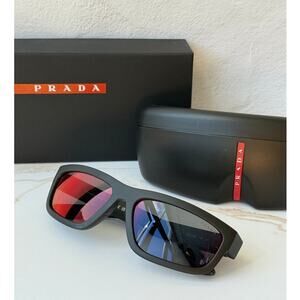 NEW Prada Sport PS05ZS Sunglasses in Black Red Mirror $450